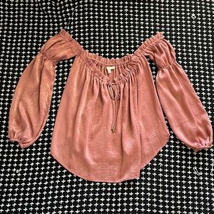 Gianni Bini, Small, Light pink satin off the shoulder blouse